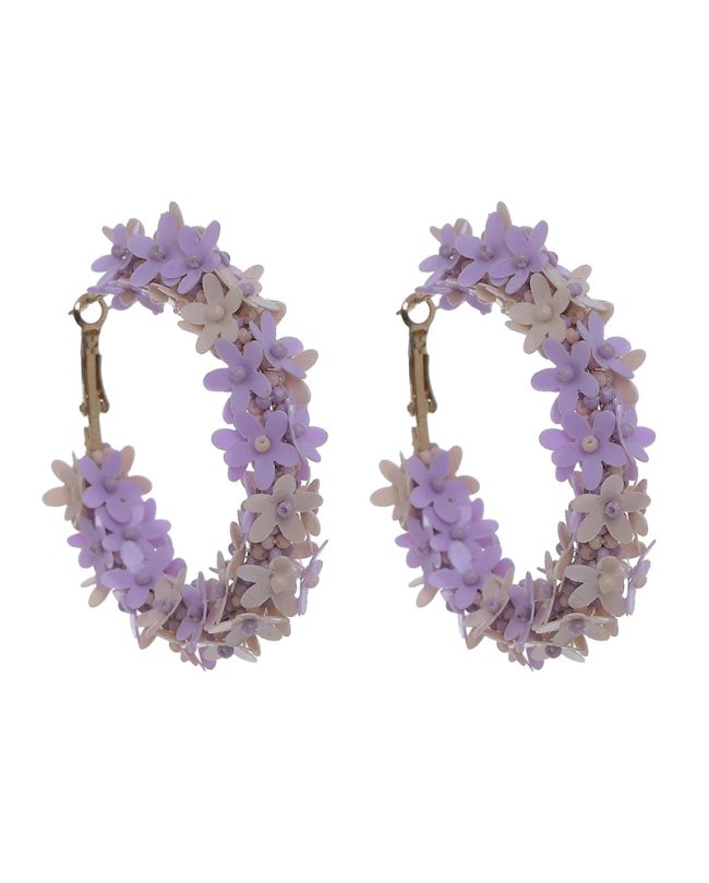 S/2 EARRINGS WITH FLOWERS IN PINK/PURPLE COLOR