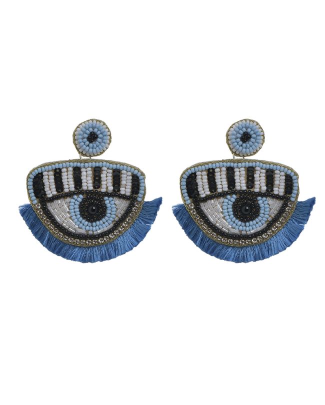 S/2 EARRINGS WITH BEADS ''EYE'' IN TURQUOISE COLOR
