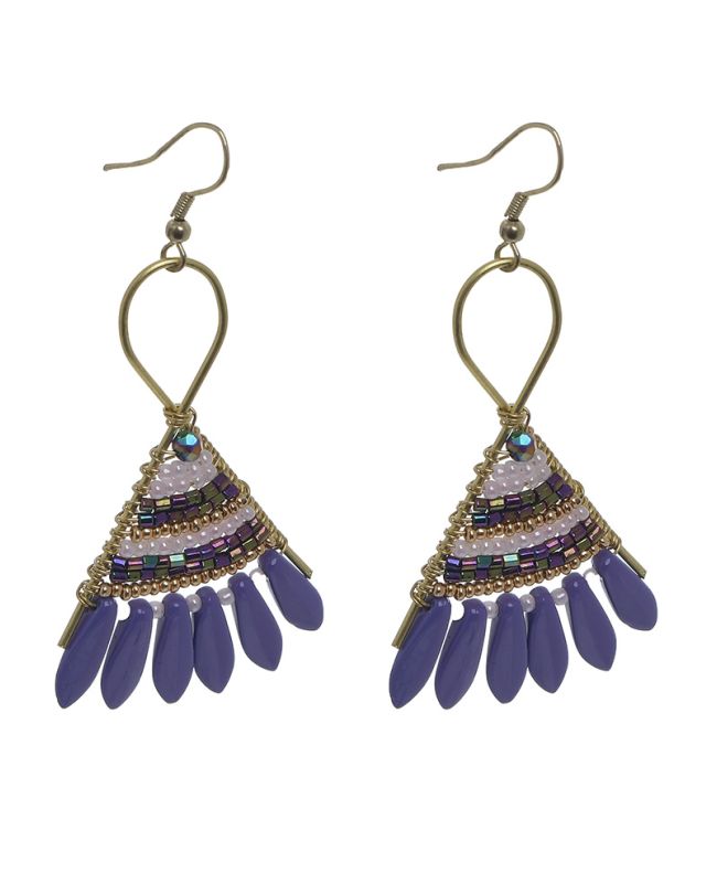 S/2 EARRINGS WITH BEADS IN PURPLE COLOR