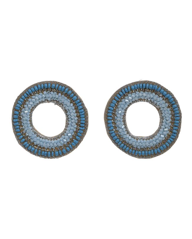 S/2 EARRINGS WITH BEADS IN TURQUOISE COLOR