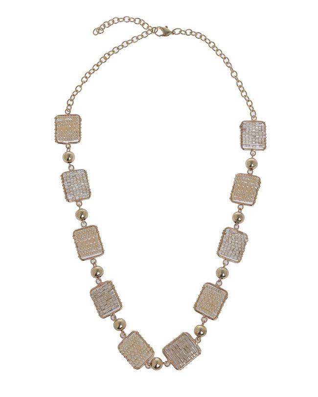 NECKLACE WITH STONES IN ECRU/PINK COLOR