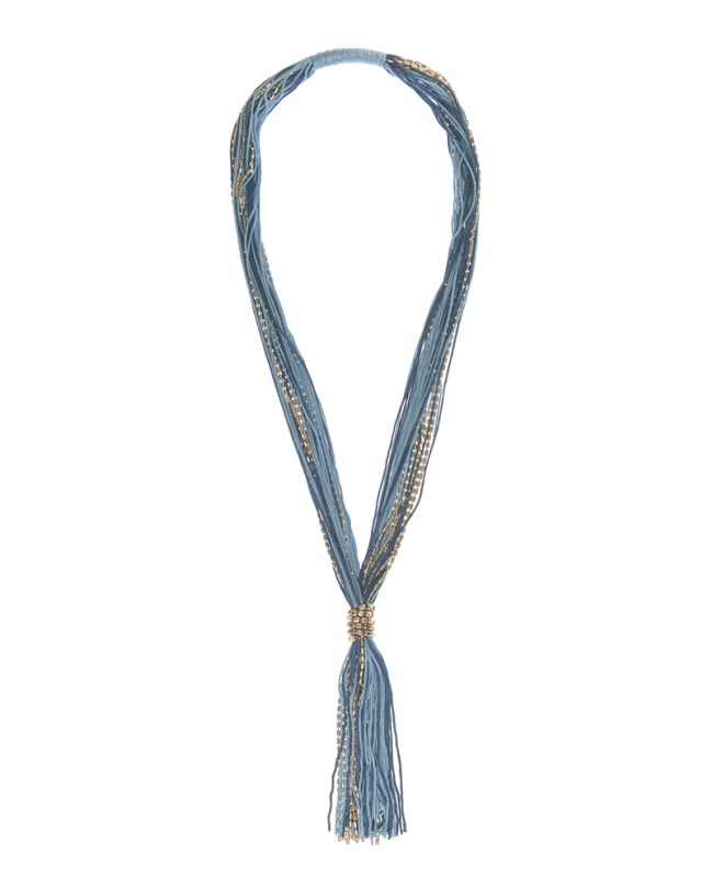 NECKLACE WITH BEADS IN BLUE/GOLDEN COLOR