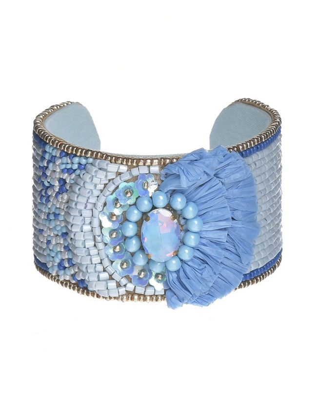 BRACELET ΙΝ LIGHT BLUE/BLUE COLOR WITH BEADS