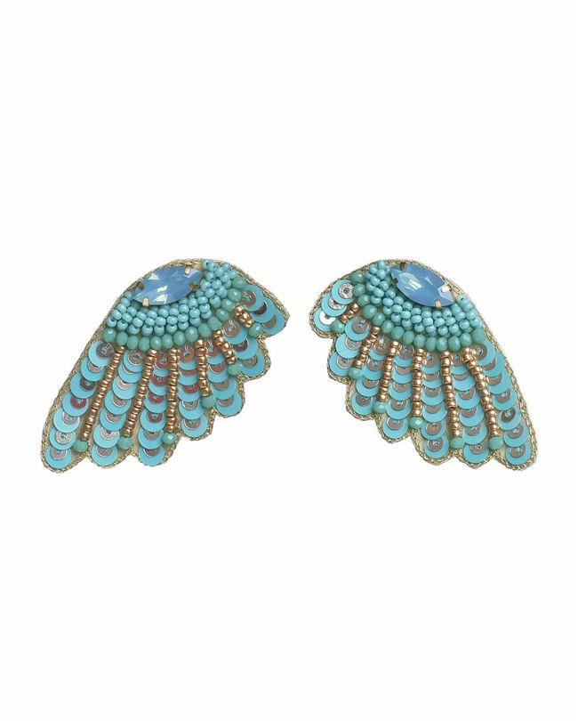 S/2 EARRINGS IN TURQUOISE COLOR WITH BEADS AND STONES