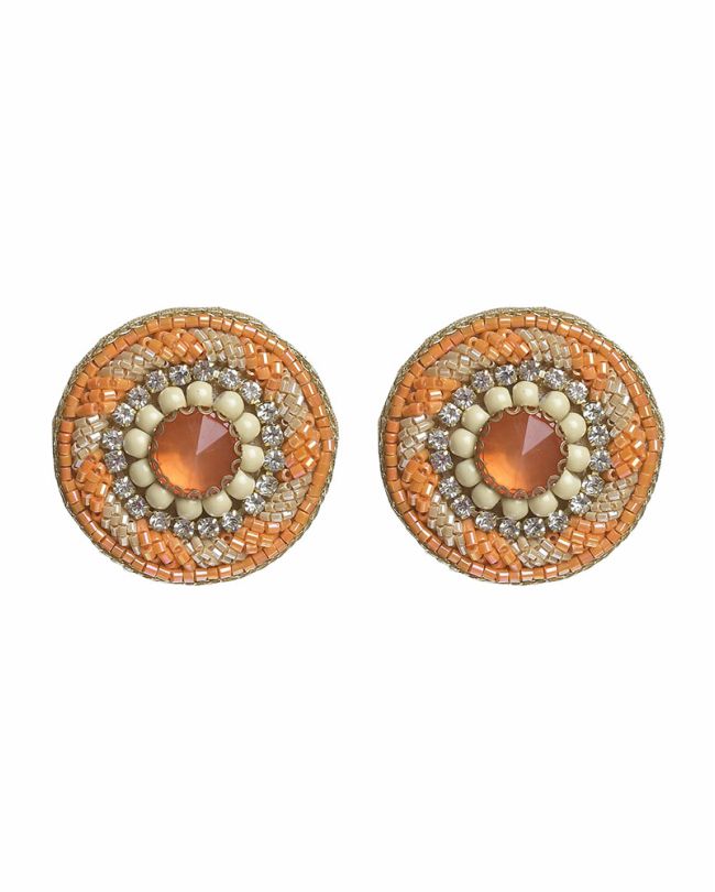 S/2 EARRINGS IN ORANGE COLOR WITH BEADS AND STONES
