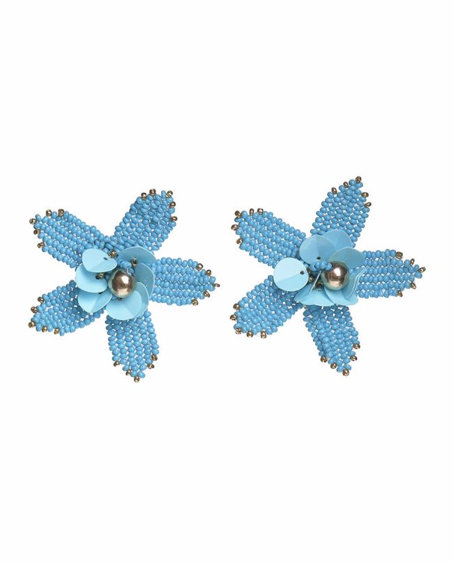 S/2 EARRINGS ''FLOWER'' IN TURQUOISE/GOLD COLOR WITH BEADS