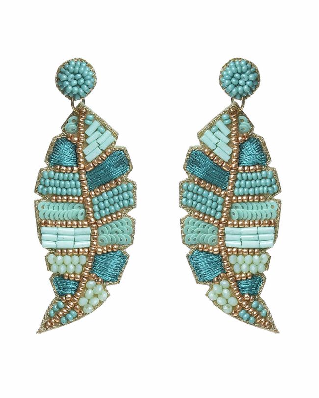 S/2 EARRINGS IN PETROL COLOR WITH BEADS