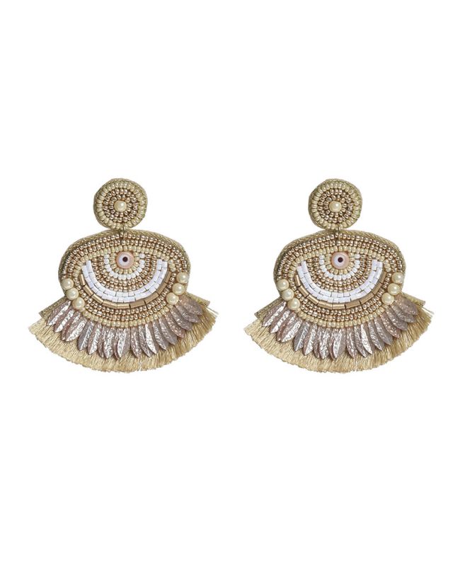 S/2 EARRINGS ''EYE'' IN WHITE/GOLD COLOR WITH BEADS