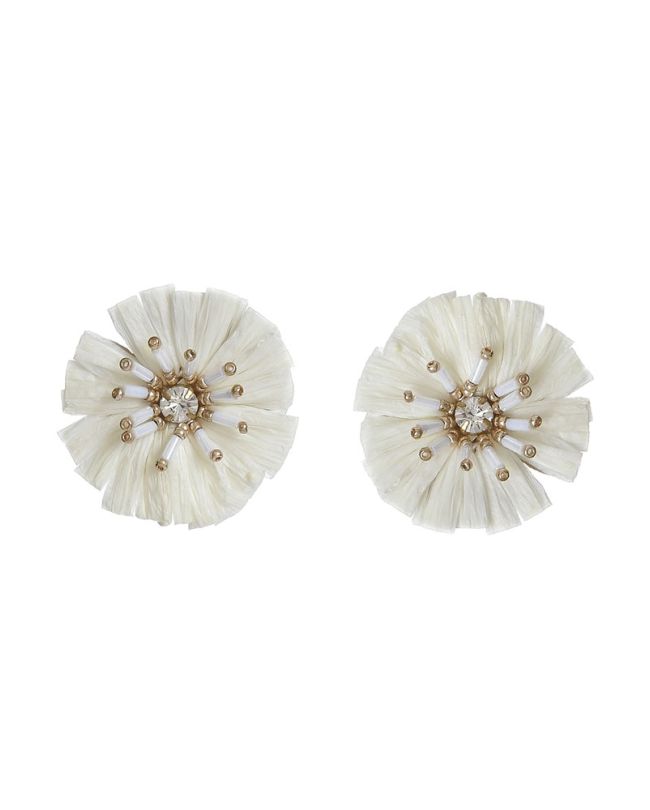S/2 EARRINGS ''FLOWER'' IN WHITE/GOLD  COLOR WITH BEADS