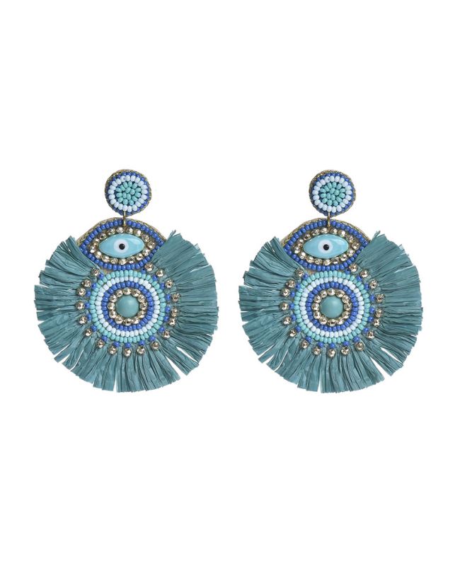 S/2 EARRINGS IN TURQUOISE/BLUE COLOR WITH BEADS