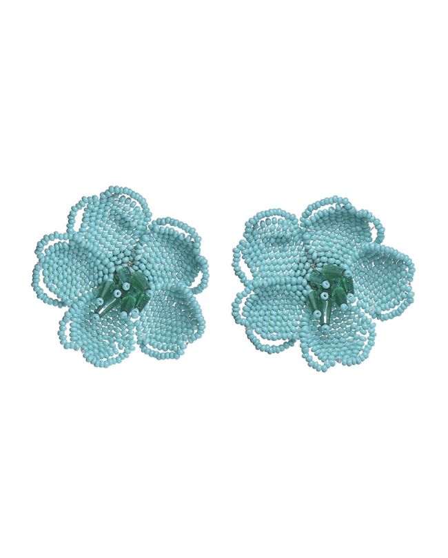 S/2 EARRINGS ''FLOWER'' IN TURQUOISE COLOR WITH BEADS