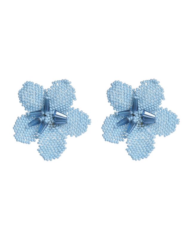 S/2 EARRINGS ''FLOWER'' IN LIGHT BLUE COLOR WITH BEADS