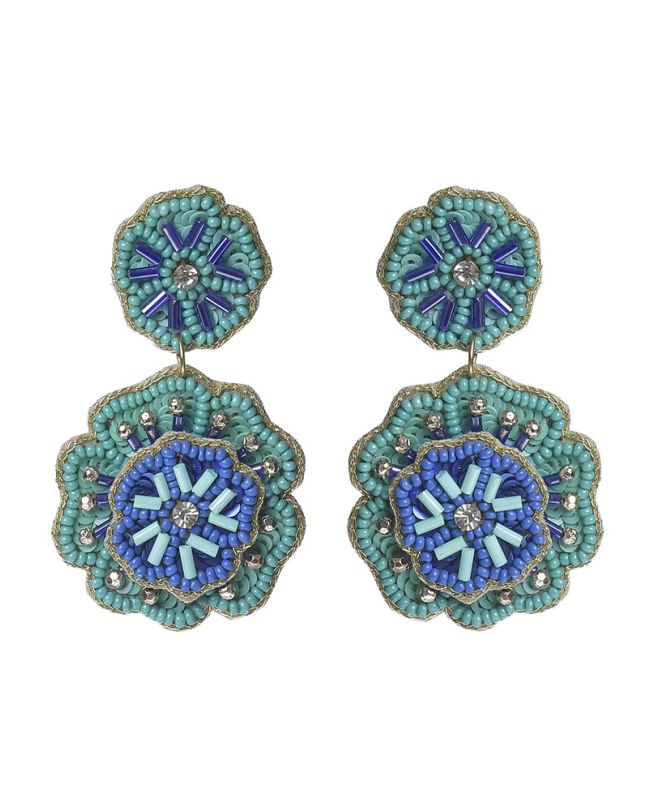 S/2 EARRINGS IN TURQUOISE COLOR WITH BEADS