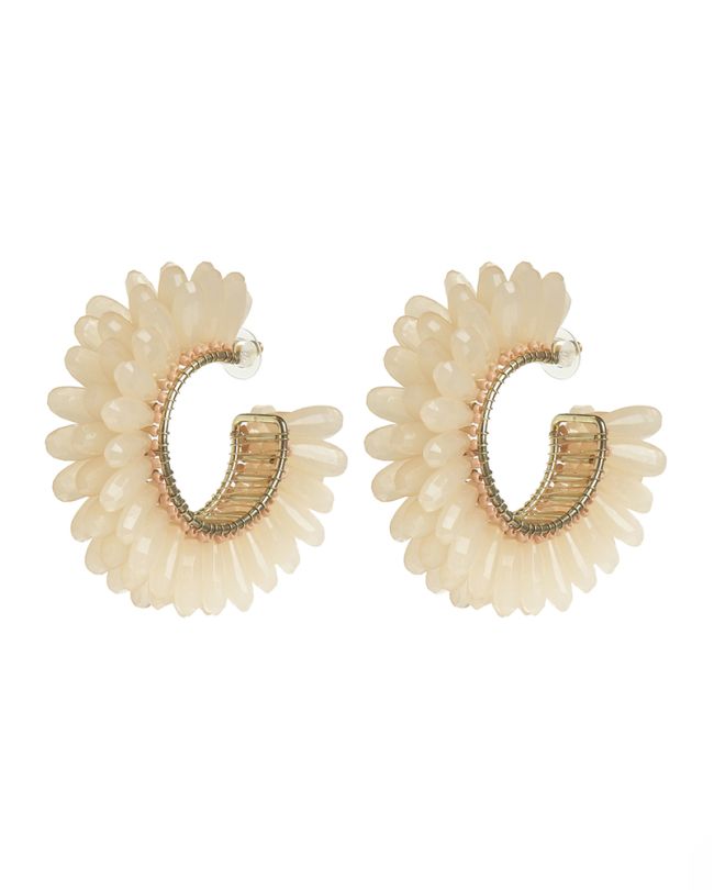 S/2 EARRINGS IN ECRU COLOR WITH BEADS AND STONES