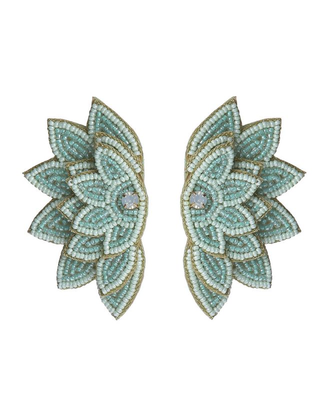 S/2 EARRINGS IN LIGHT GREEN COLOR WITH BEADS
