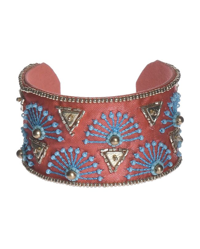 BRACELET ΙΝ ORANGE/BLUE COLOR WITH BEADS