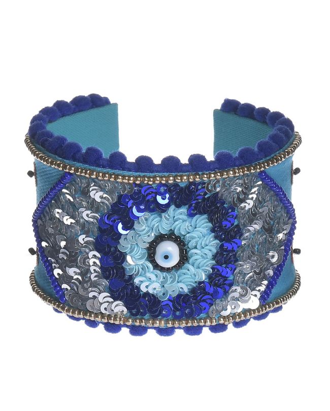 BRACELET ''EYE'' ΙΝ BLUE COLOR WITH BEADS
