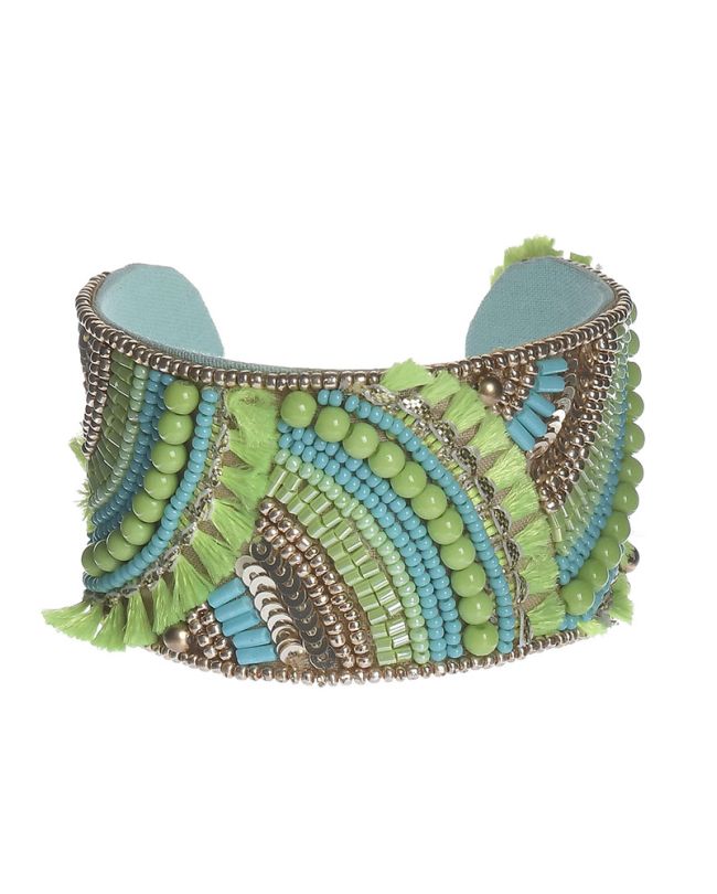 BRACELET ΙΝ LIME/BLUE COLOR WITH BEADS