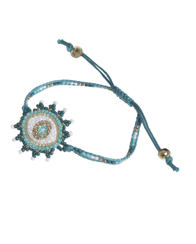 BRACELET ''EYE'' ΙΝ GREEN/WHITE COLOR WITH BEADS