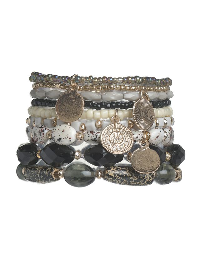 S/9 BRACELET ΙΝ BLACK/GREY COLOR WITH BEADS