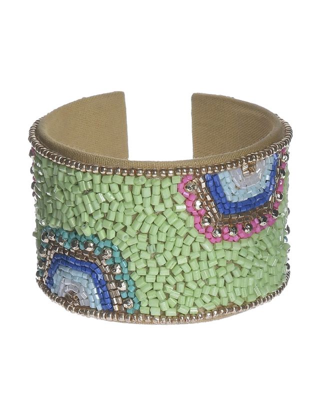 BRACELET ΙΝ LIME COLOR WITH COLORFUL PRINTS