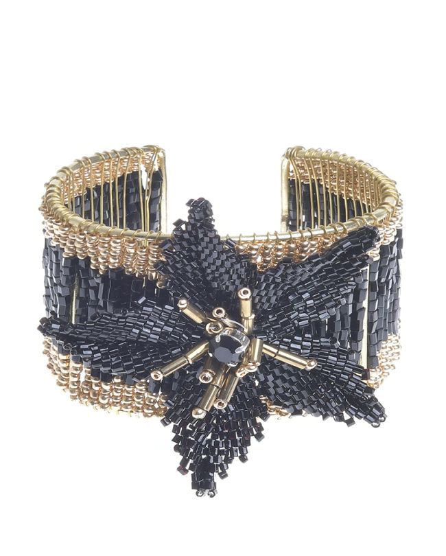 BRACELET BEIGE/BLACK WITH FLOWER