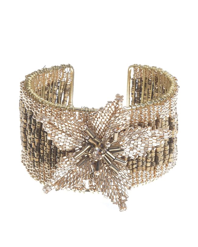 BRACELET IN BEIGE/GOLD COLOR WITH FLOWER