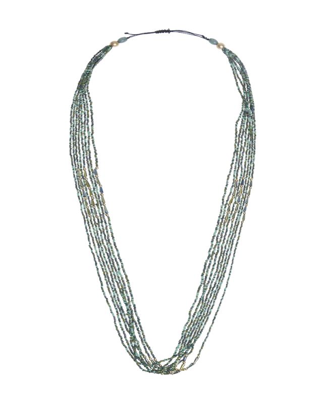 GREEN NECKLACE WITH YELLOW DETAILS