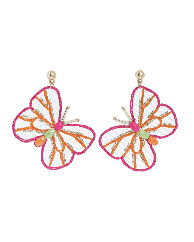 EARRINGS 'BUTTERFLY' IN PINK/ORANGE