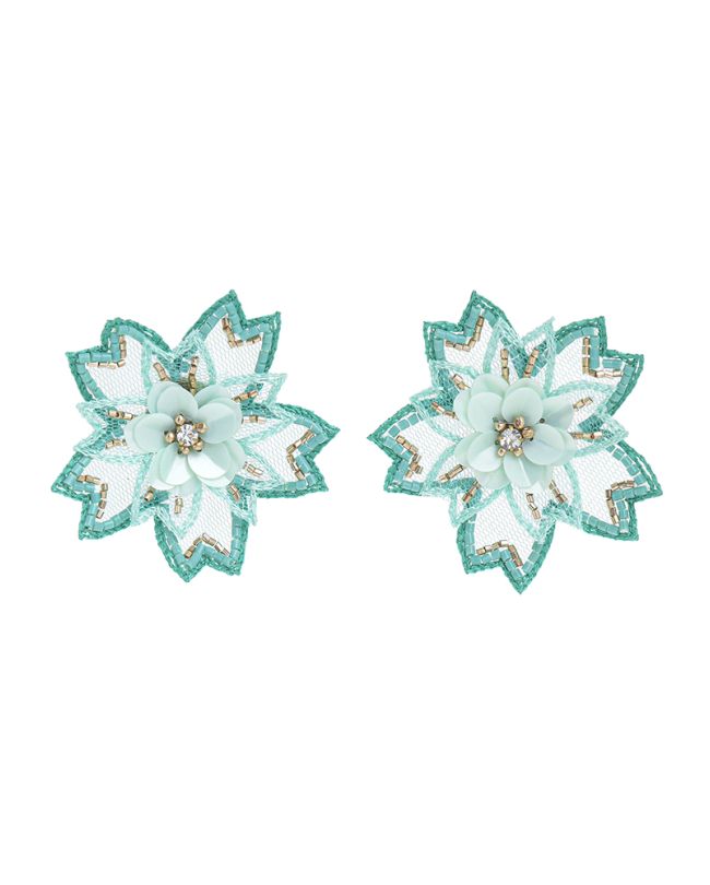 EARRINGS IN TURQUOISE/WHITE IN FLOWER SHAPE