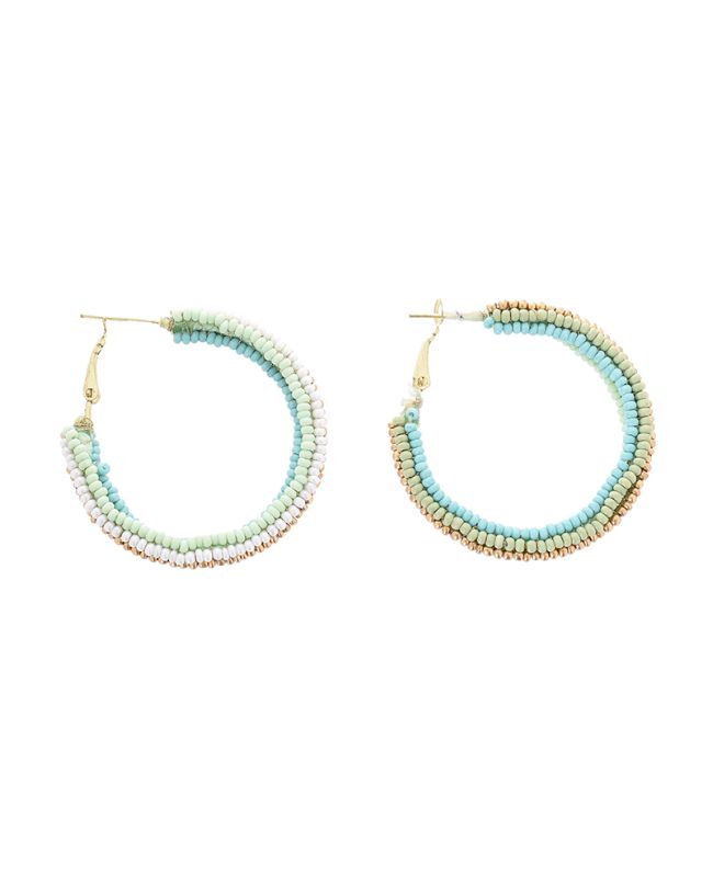 S/2 EARRINGS IN ΜΙΝΤ/GOLD COLOR WITH BEADS 4Χ3Χ5