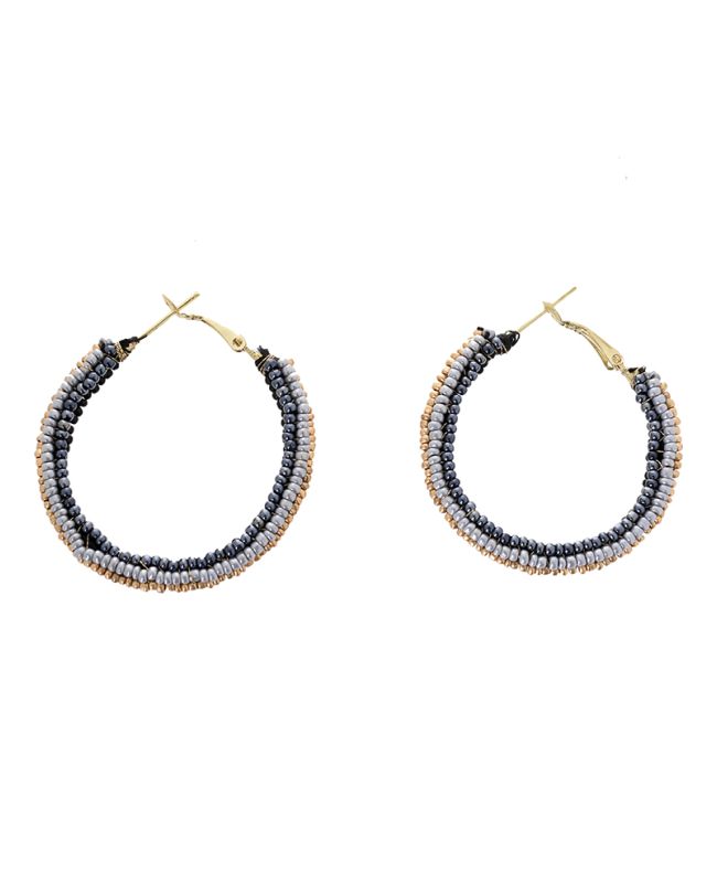 S/2 EARRINGS IN BLACK/GOLD COLOR WITH BEADS 4,5Χ3Χ5