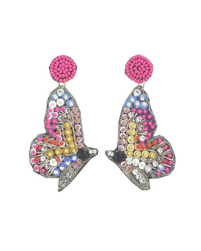 S/2 EARRINGS ''BUTTERFLIES'' WITH BEADS 4X1X6