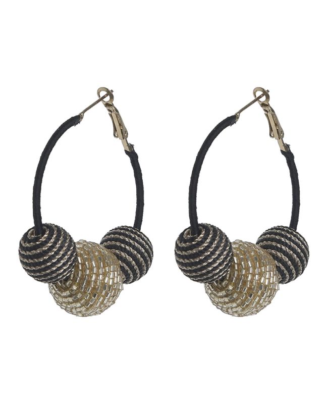 S/2 EARRINGS IN BLACK/GOLD COLOR WITH BEADS