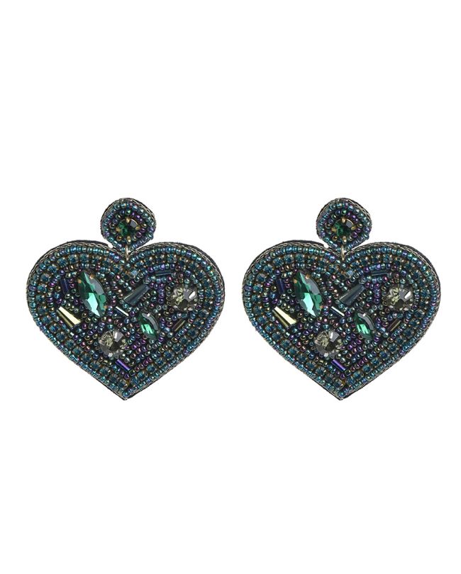 S/2 EARRINGS HEARTS MULTICOLOR COLOR WITH BEADS