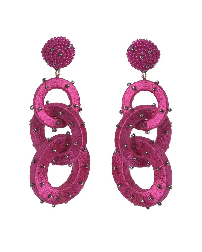 S/2 EARRINGS IN FUCHSIA COLOR WITH BEADS