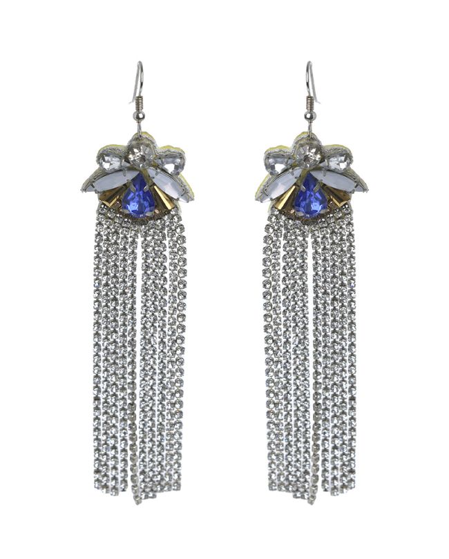S/2 EARRINGS IN SILVER/BLUE/GOLD COLOR WITH STRASS