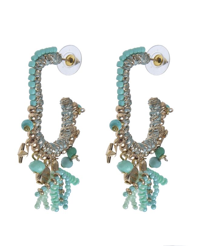S/2 EARRINGS IN TURQUOISE/GOLD COLOR WITH BEADS