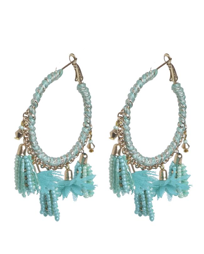 S/2 EARRINGS ROUND IN TURQUOISE COLOR WITH BEADS