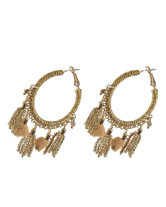 S/2 EARRINGS ROUND IN TURQUOISE/GOLD COLOR WITH BEADS