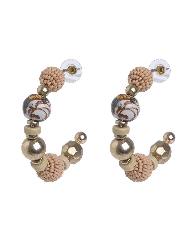 S/2 EARRINGS IN GOLD/ECRU COLOR WITH BEADS