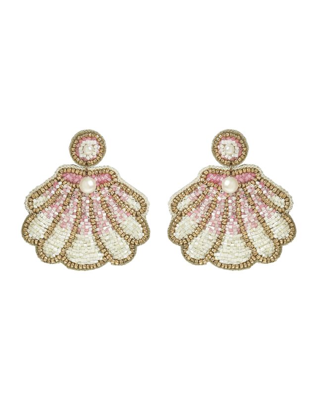 S/2 EARRINGS ''SHELL'' IN WHITE/PINK COLOR