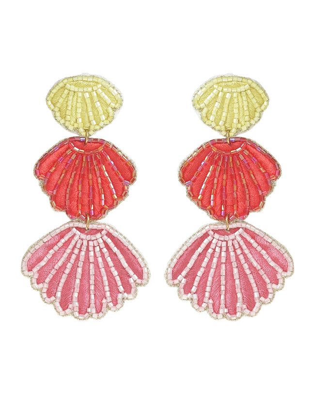 S/2 EARRINGS ''SHELL'' IN YELLOW/RED/PINK COLOR