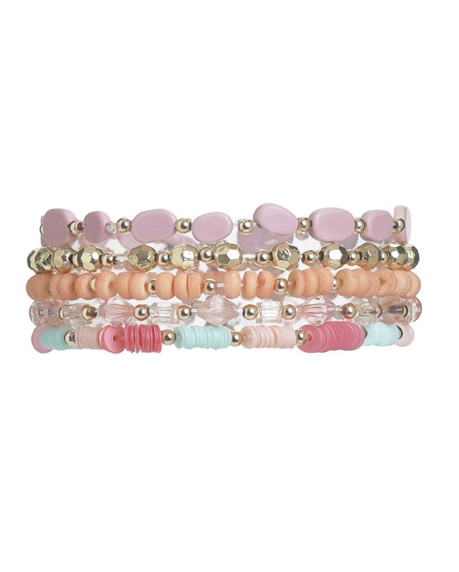 S/5 BRACELET IN PINK/GREY/GOLD COLOR WITH BEADS