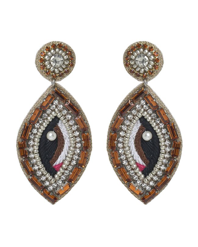 EARRINGS EYES IN BROWN COLOR WITH RHINESTONES
