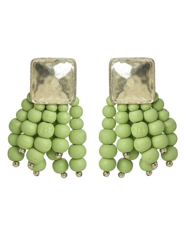 EARRINGS IN GOLD COLOR WITH GREEN BEADS