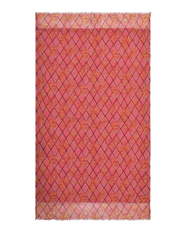 DOUBLEFACE BEACH TOWEL IN PINK COLOR WITH CORALS 100X180 (50%COTTON 50% POLYESTER)