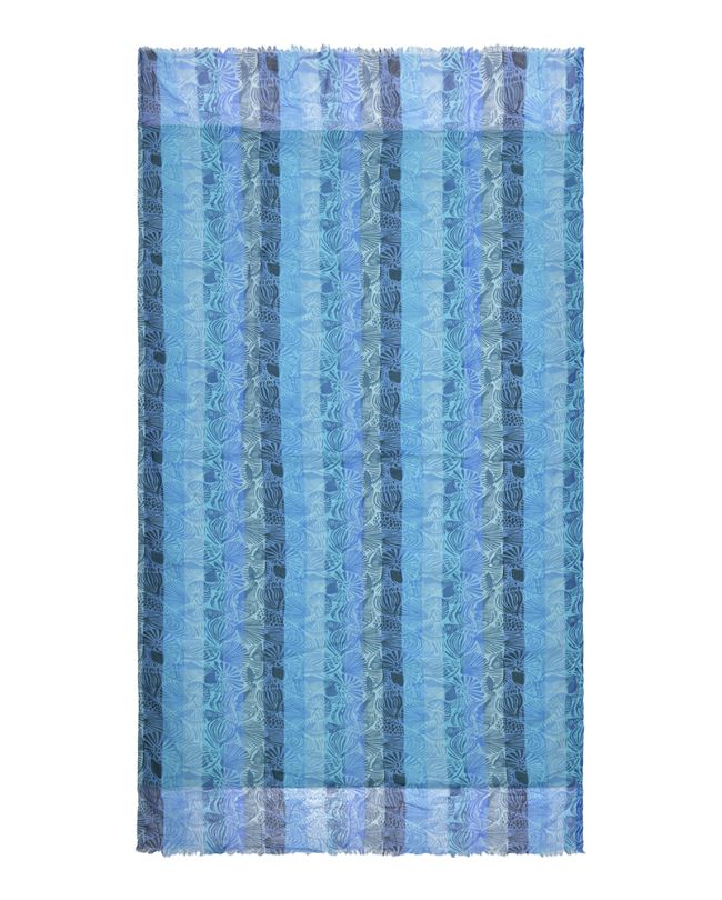 DOUBLEFACE BEACH TOWEL IN BLUE/TURQUOISE COLOR WITH SEASHELLS 100X180 (100% COTTON)