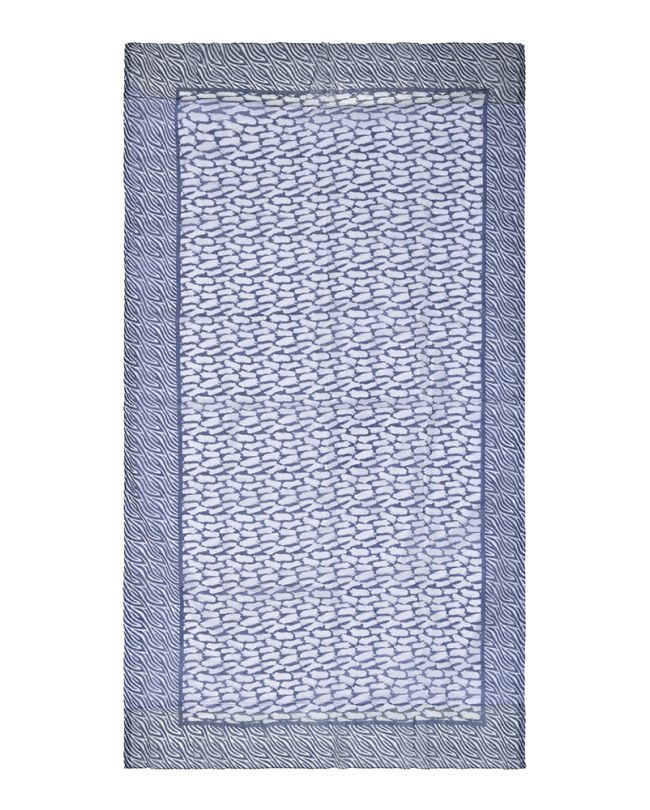 DOUBLEFACE BEACH TOWEL IN WHITE/BLUE COLOR 100X180 (50%COTTON 50% POLYESTER)