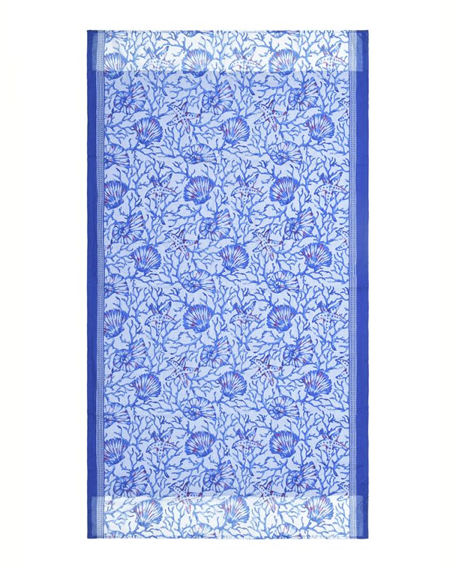 ΠΕΤΣΕΤΑ ΘΑΛΑΣΣΗΣ ΔΙΠΛΗΣ ΟΨΗΣ ΜΠΛΕ/ΛΕΥΚΟ ''ΚΟΡΑΛΙΑ'' 110Χ180 (100% COTTON)